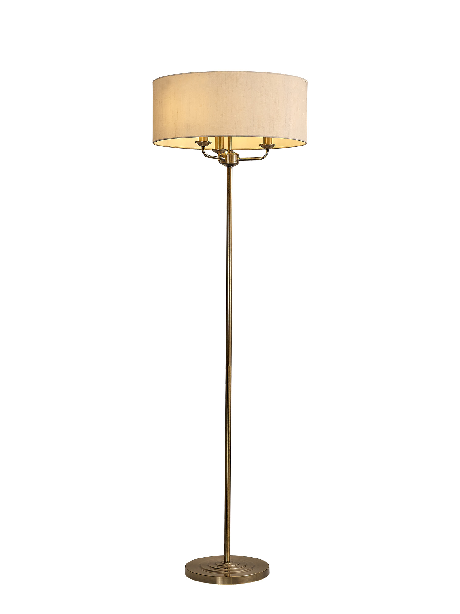 DK0915  Banyan 45cm 3 Light Floor Lamp Antique Brass; Ivory Pearl